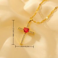 Wholesale Shiny Cross Copper Plating Inlay 18K Gold Plated Crystal Pendant Necklace main image 2