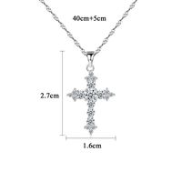 Sterling Silver White Gold Plated Rhodium Plated Hip-Hop Rock Inlay Cross Zircon Pendant Necklace main image 2
