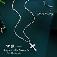Sterling Silver White Gold Plated Rhodium Plated Hip-Hop Rock Inlay Cross Zircon Pendant Necklace main image 3