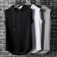 Men's Solid Color Simple Style Hooded Sleeveless Loose Men's Tops main image 1