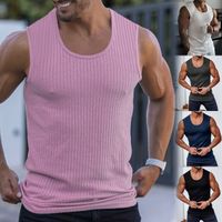 Men's Solid Color Simple Style Round Neck Sleeveless Regular Fit Men's Tops main image 1