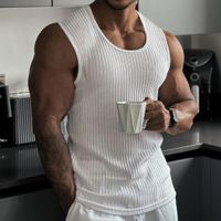 Men's Solid Color Simple Style Round Neck Sleeveless Regular Fit Men's Tops main image 5