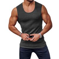 Men's Solid Color Simple Style Round Neck Sleeveless Regular Fit Men's Tops main image 3