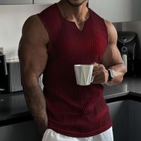 Men's Solid Color Simple Style Round Neck Sleeveless Regular Fit Men's Tops main image 6