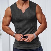 Men's Solid Color Simple Style Round Neck Sleeveless Regular Fit Men's Tops main image 2