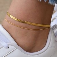 Simple Style Solid Color Stainless Steel Women's Anklet sku image 3