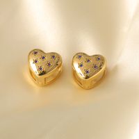1 Piece Modern Style Simple Style Commute Round Star Heart Shape Plating Inlay 304 Stainless Steel Zircon 18K Gold Plated Earrings sku image 5