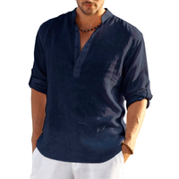 Men's Solid Color Simple Style V Neck Short Sleeve Loose Men's Tops main image 3