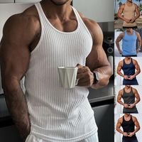 Men's Solid Color Simple Style U Neck Sleeveless Regular Fit Men's Tops main image 6