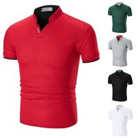Men's Solid Color Casual V Neck Short Sleeve Regular Fit Men's Tops main image 2