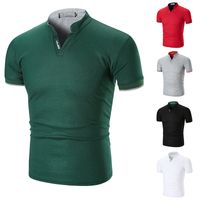 Men's Solid Color Casual V Neck Short Sleeve Regular Fit Men's Tops main image 1