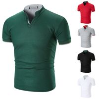 Men's Solid Color Casual V Neck Short Sleeve Regular Fit Men's Tops main image 6
