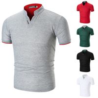 Men's Solid Color Casual V Neck Short Sleeve Regular Fit Men's Tops main image 3