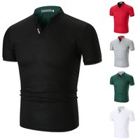 Men's Solid Color Casual V Neck Short Sleeve Regular Fit Men's Tops main image 4