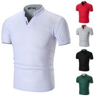 Men's Solid Color Casual V Neck Short Sleeve Regular Fit Men's Tops main image 5