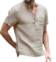 Men's Solid Color Simple Style V Neck Short Sleeve Loose Men's Tops main image 4