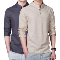 Men's Solid Color Simple Style Standing Collar Long Sleeve Regular Fit Men's Tops main image 1