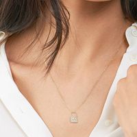 Wholesale Elegant Modern Style Classic Style Letter Heart Shape Lock Copper Inlay Zircon Pendant Necklace main image 7