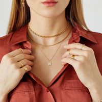 Wholesale Elegant Modern Style Classic Style Letter Heart Shape Lock Copper Inlay Zircon Pendant Necklace main image 6