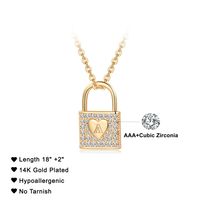 Wholesale Elegant Modern Style Classic Style Letter Heart Shape Lock Copper Inlay Zircon Pendant Necklace main image 2