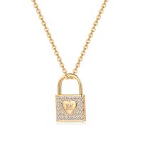 Wholesale Elegant Modern Style Classic Style Letter Heart Shape Lock Copper Inlay Zircon Pendant Necklace sku image 3