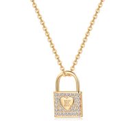 Wholesale Elegant Modern Style Classic Style Letter Heart Shape Lock Copper Inlay Zircon Pendant Necklace sku image 2