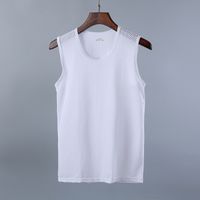 Men's Solid Color Simple Style U Neck Sleeveless Regular Fit Men's Tops main image 3