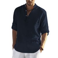 Men's Solid Color Simple Style Standing Collar Long Sleeve Regular Fit Men's Tops main image 5