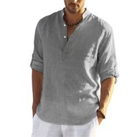 Men's Solid Color Simple Style Standing Collar Long Sleeve Regular Fit Men's Tops main image 3
