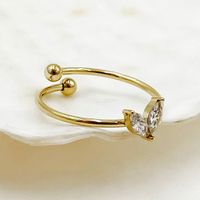 304 Stainless Steel 14K Gold Plated Elegant Classic Style Korean Style Inlay Flower Natural Stone Zircon Rings main image 4