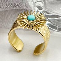 304 Stainless Steel 14K Gold Plated Elegant Classic Style Korean Style Inlay Flower Natural Stone Zircon Rings main image 3