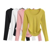 Women's Wrap Crop Top Long Sleeve T-Shirts Streetwear Solid Color main image 1