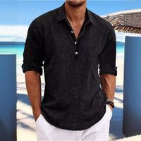 Men's Solid Color Streetwear Turndown Long Sleeve Loose Men's Tops main image 5