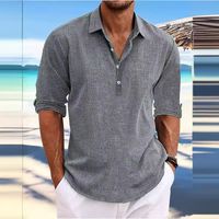 Men's Solid Color Streetwear Turndown Long Sleeve Loose Men's Tops main image 1