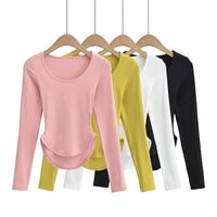 Women's Wrap Crop Top Long Sleeve T-Shirts Streetwear Solid Color main image 3