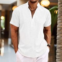 Men's Solid Color Simple Style Standing Collar Short Sleeve Regular Fit Men's Tops main image 2