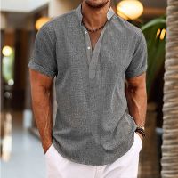 Men's Solid Color Simple Style Standing Collar Short Sleeve Regular Fit Men's Tops main image 5