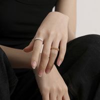 Sterling Silver IG Style Casual Hollow Out Inlay Solid Color Zircon Open Rings main image 6