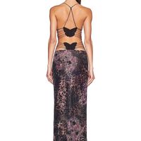 Women's Sheath Dress Strap Dress Sexy Collarless Sleeveless Tie Dye Solid Color Butterfly Maxi Long Dress Party Date Bar main image 2