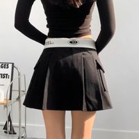 Summer Streetwear Letter Solid Color Polyester Above Knee Skirts main image 3