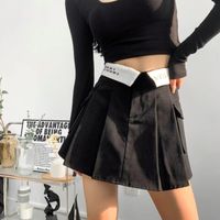 Summer Streetwear Letter Solid Color Polyester Above Knee Skirts main image 1