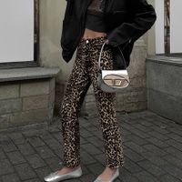 Women's Holiday Daily Streetwear Leopard Full Length Button Casual Pants Skinny Pants main image 4