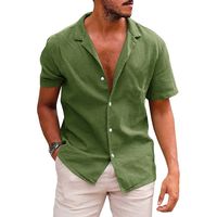 Men's Solid Color Simple Style Turndown Short Sleeve Regular Fit Men's Tops main image 2