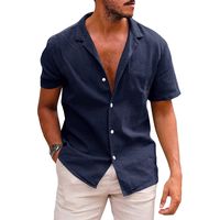 Men's Solid Color Simple Style Turndown Short Sleeve Regular Fit Men's Tops main image 3