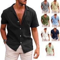 Men's Solid Color Simple Style Turndown Short Sleeve Regular Fit Men's Tops main image 1