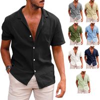 Men's Solid Color Simple Style Turndown Short Sleeve Regular Fit Men's Tops main image 6