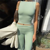 Holiday Party Date Women's Sexy Solid Color Spandex Polyester Backless Pants Sets Pants Sets main image 4