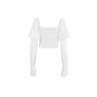 Women's Wrap Crop Top Long Sleeve Blouses Button Elegant Solid Color main image 3