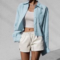 Women's Blouse Long Sleeve Blouses Button Streetwear Solid Color main image 1