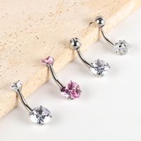 1 Piece Belly Rings IG Style Shiny Round Star Heart Shape 302 Stainless Steel Inlay Diamond Zircon Belly Rings main image 1